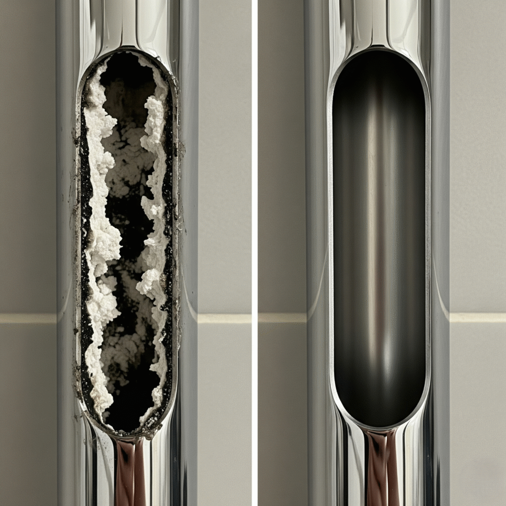 clogged and clear shower pipe