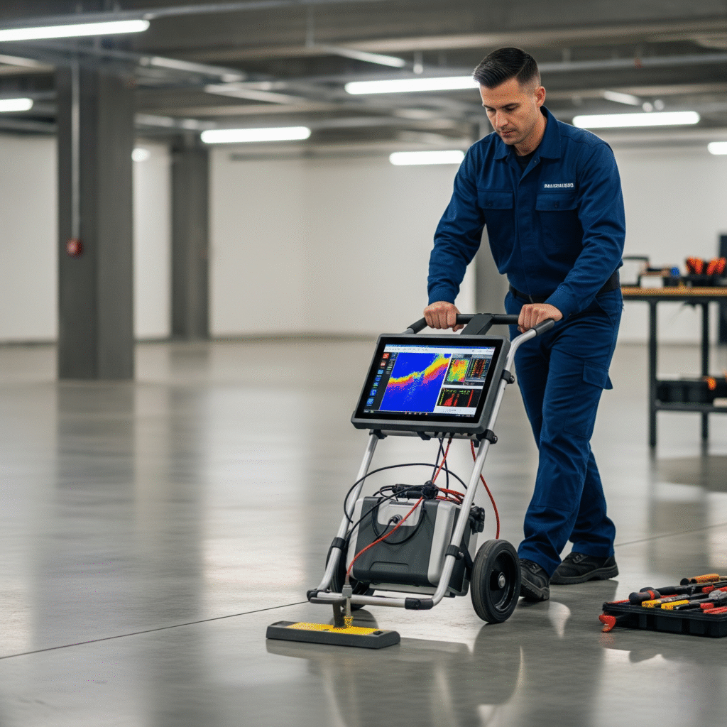 scanning of concrete with ground penetrating radar equipment