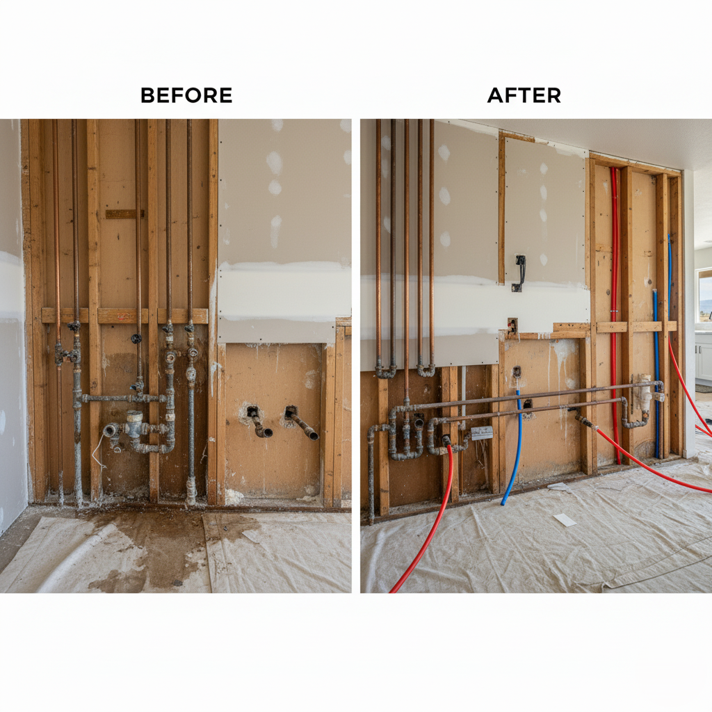 comparison of old pipes vs. new PEX pipes.