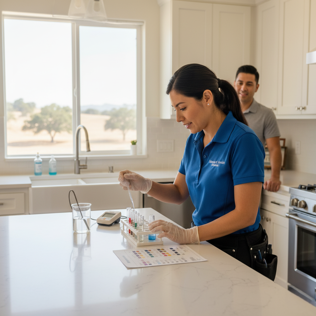 water quality test being performed in a Los Banos kitchen.