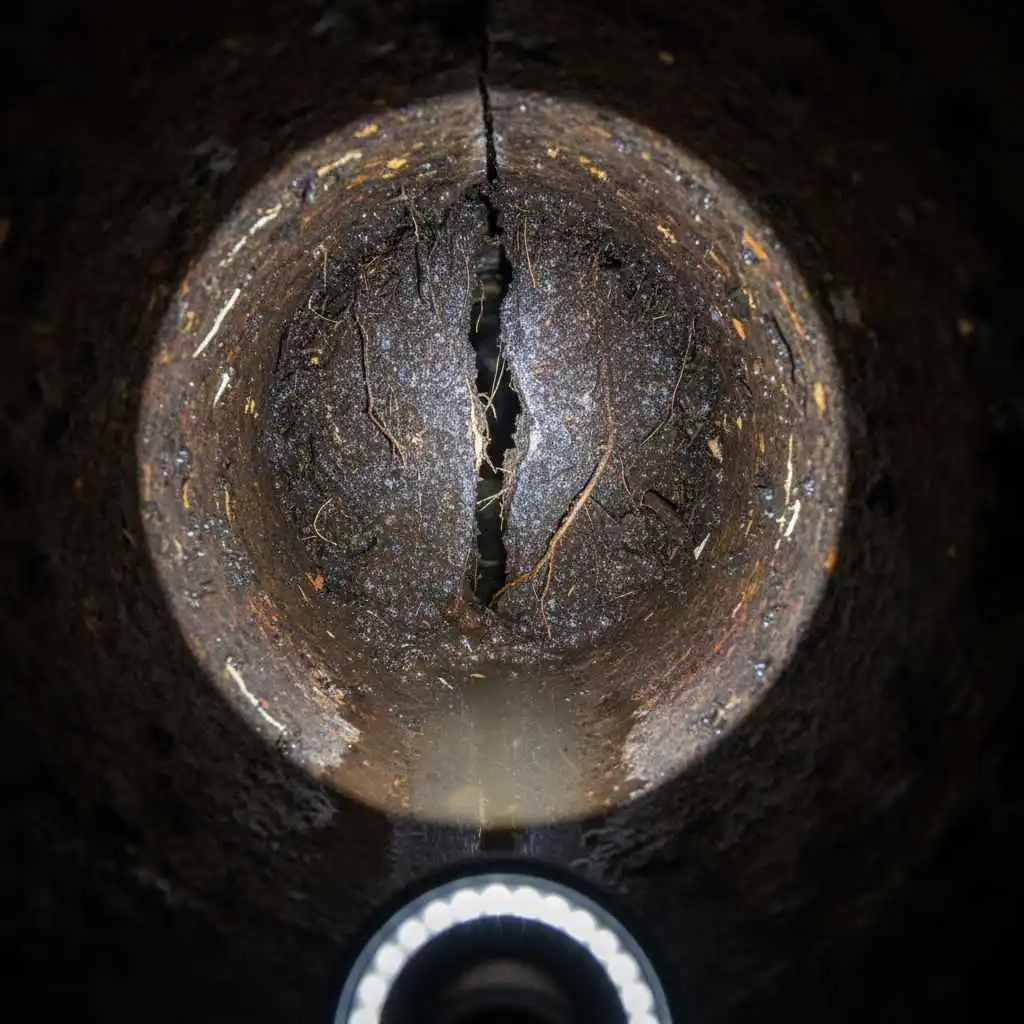 damaged sewer pipe discovered through inspection