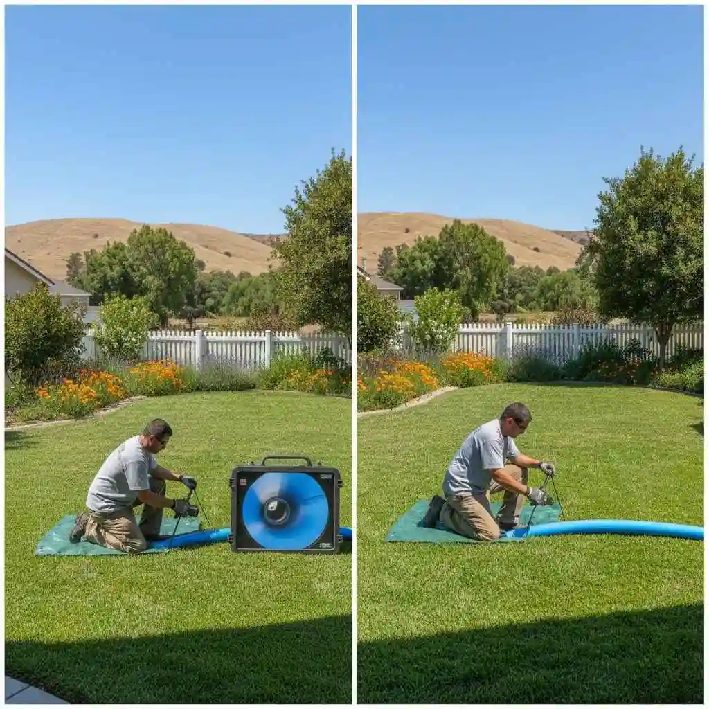 technician performing final inspection on trenchless sewer replacement