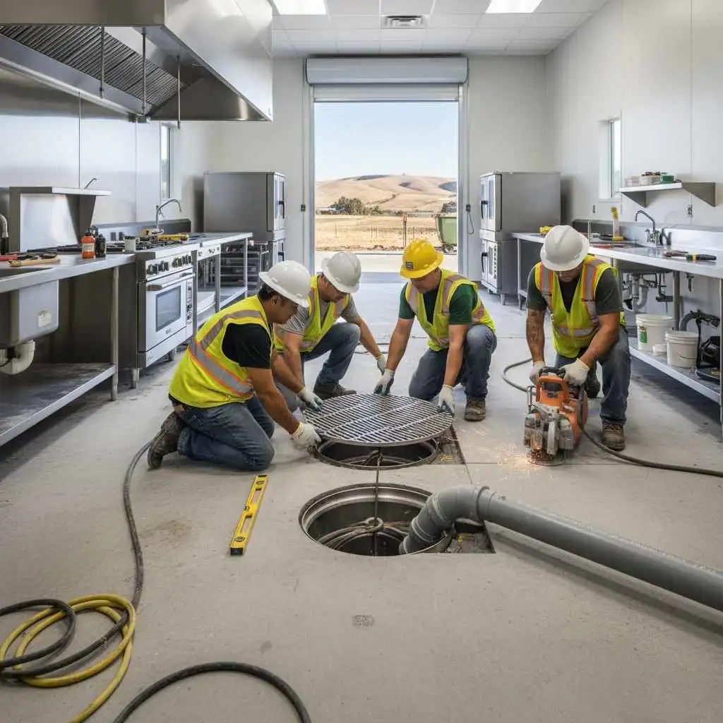 Commercial high volume floor drain installation