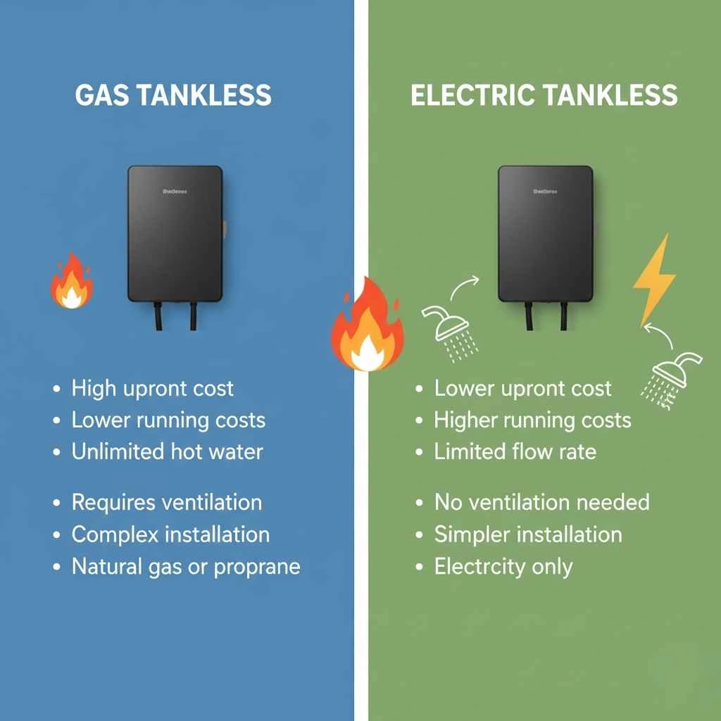 graphic comparing gas vs. electric features