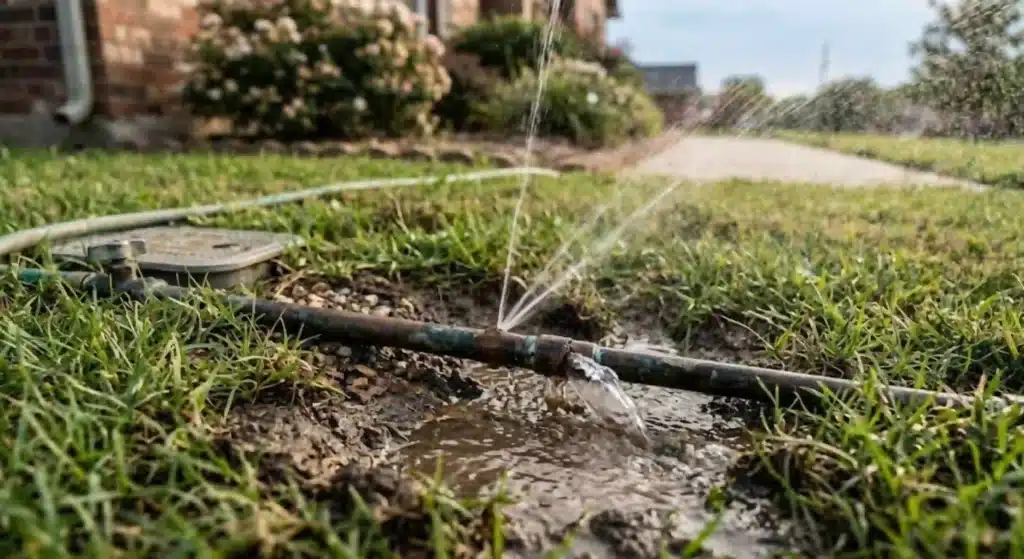 leaking water line in yard