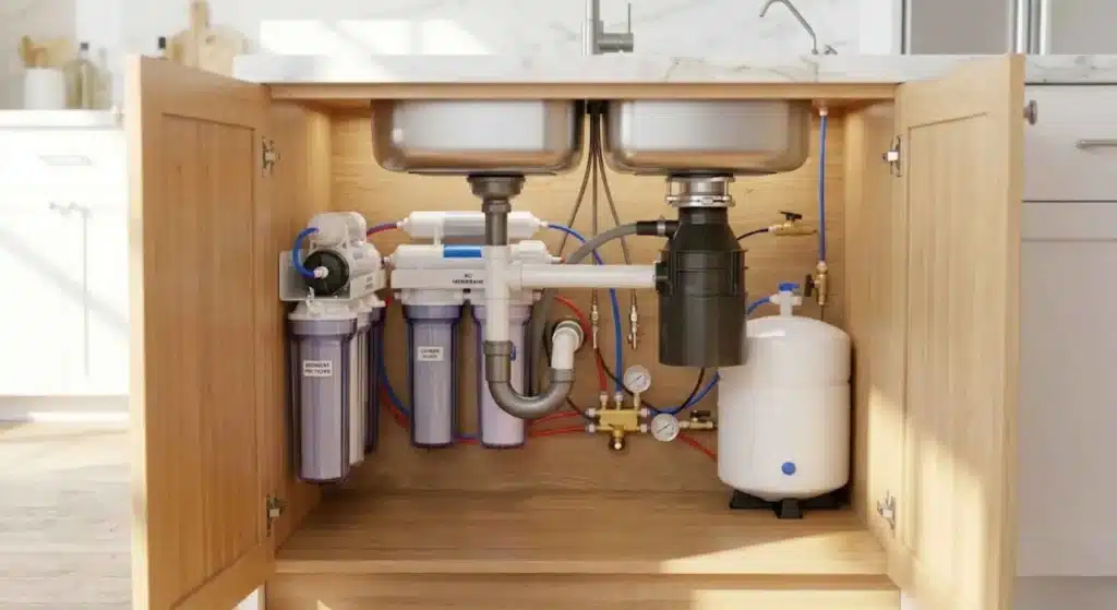 water filtration system installed in a home