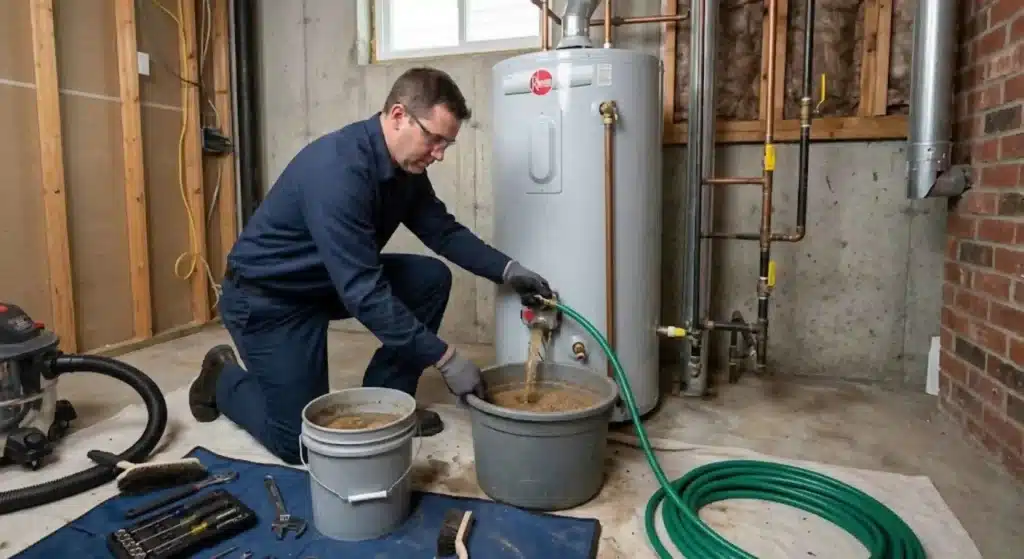 Water heater maintenance and sediment removal service
