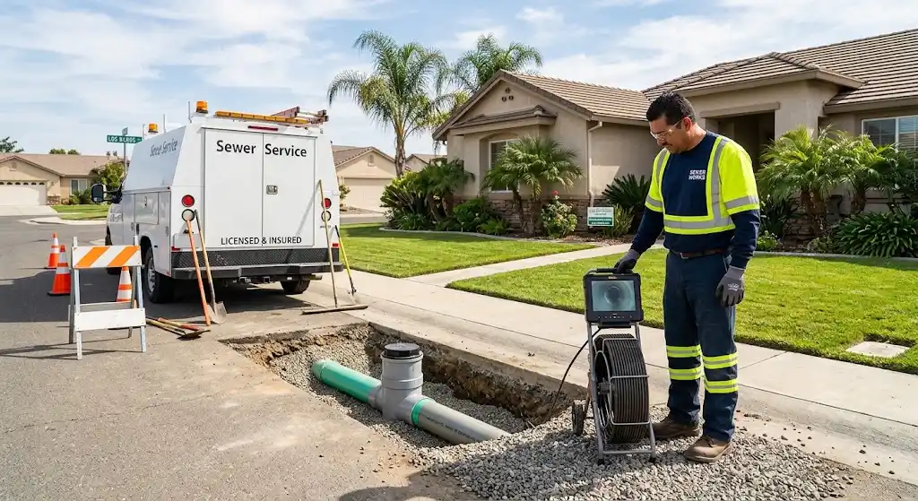 Professional Sewer Line inspection and repair completed for a Los Banos home